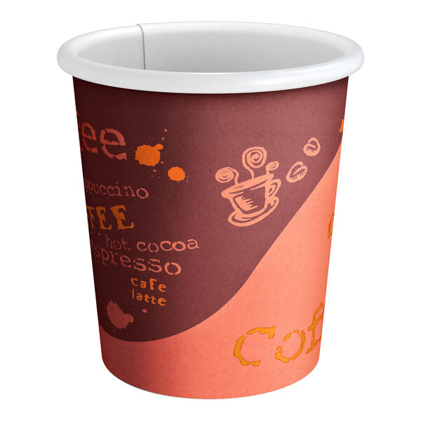 Choice 4 oz. Coffee Print Poly Paper Hot Cup - 1,000/Case